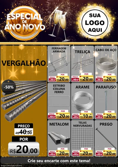 Modelo de Encarte para Encarte A4 Vertical com o tema Especial de Ano Novo para Ferragens
