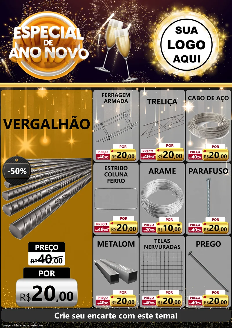 Modelo de Encarte para Encarte A4 Vertical com o tema Especial de Ano Novo para Ferragens