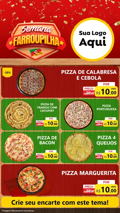 Modelo de TV para TV Vertical com o tema Semana Farroupilha para Pizzaria