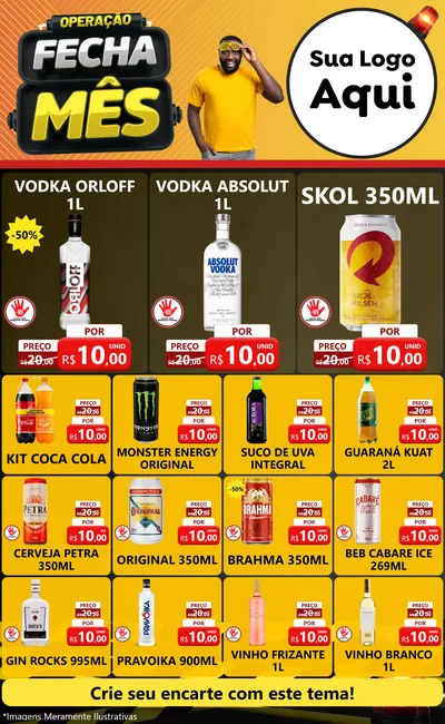 Modelo de Encarte para Encarte Grande com o tema Operação Fecha Mês para Distribuidora de bebidas