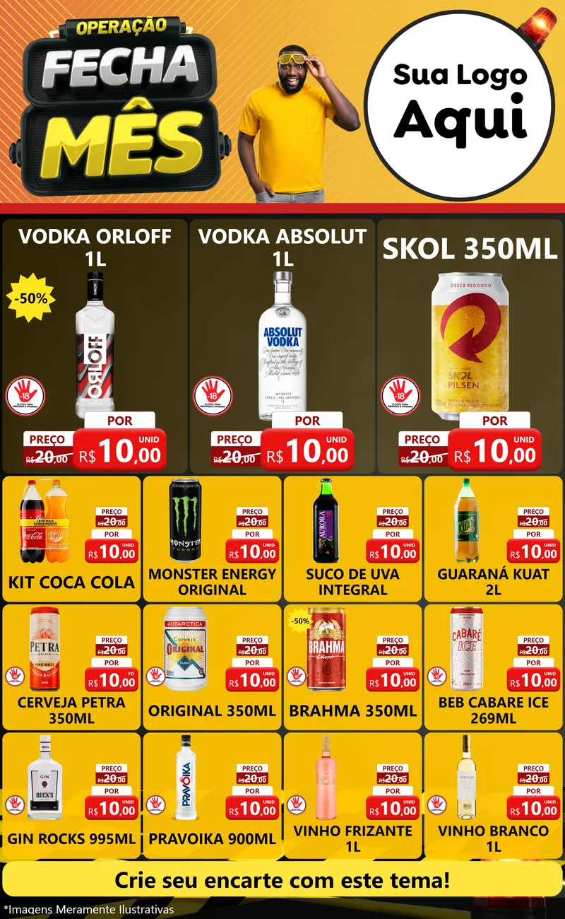 Modelo de Encarte para Encarte Grande com o tema Operação Fecha Mês para Distribuidora de bebidas