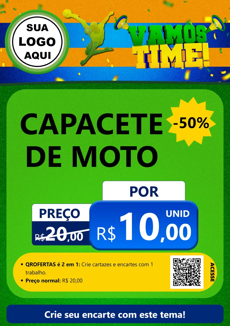 Modelo de Cartaz para Cartaz A4 Vertical com o tema Vamos Time! para Moto peças