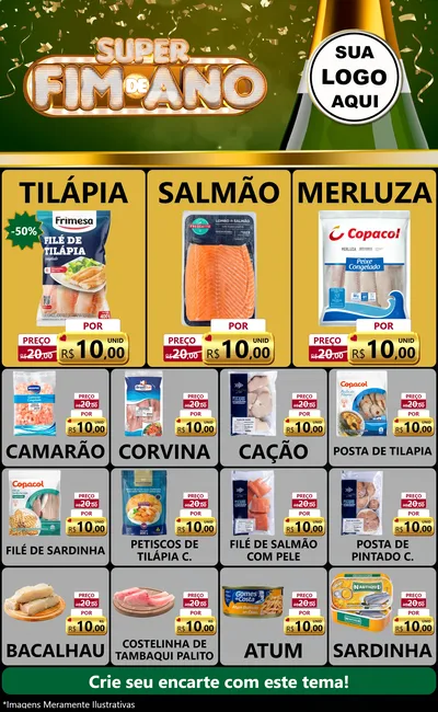 Modelo de Encarte para Encarte Grande com o tema Super Fim de Ano para Peixaria