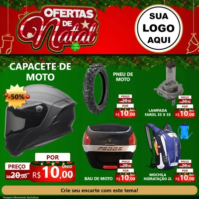 Modelo de Rede Social para Feed Facebook com o tema Ofertas de Natal para Moto peças