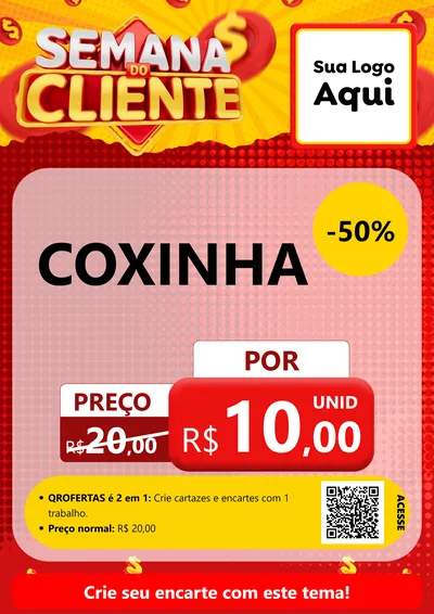 Modelo de Cartaz para Cartaz A4 Vertical com o tema Semana do Cliente para Salgadaria