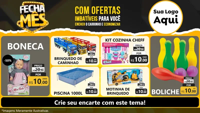 Modelo de TV para TV Horizontal com o tema Fecha Mês para Brinquedos