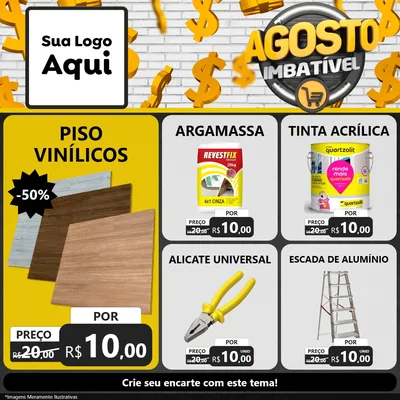Modelo de Rede Social para Feed Facebook com o tema Agosto imbatível para Material para Construção