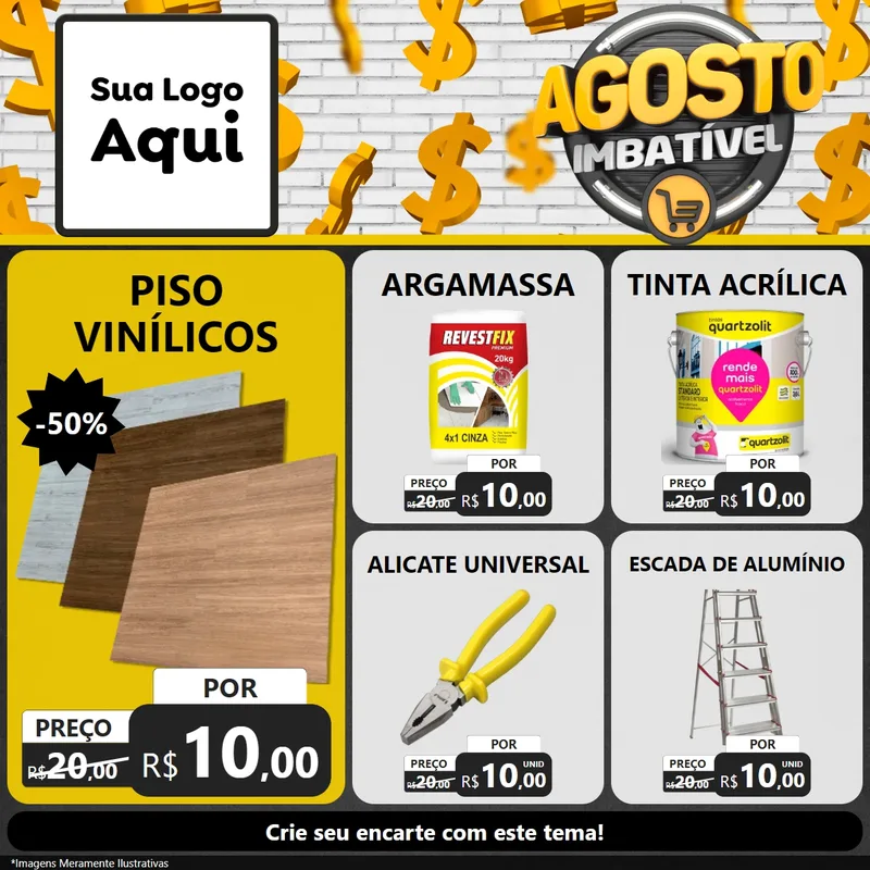 Modelo de Rede Social para Feed Facebook com o tema Agosto imbatível para Material para Construção