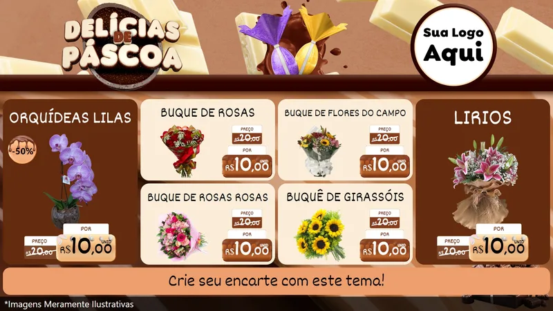 Modelo de TV para TV Horizontal com o tema Delícias de Páscoa para Floricultura e jardim