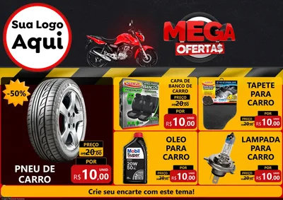 Modelo de Encarte para Encarte A4 Horizontal com o tema Mega Ofertas - Motopeças para Auto peças