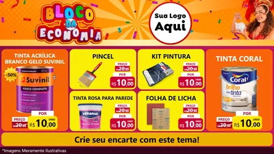 Modelo de TV para TV Horizontal com o tema Bloco da Economia para Tintas e Ferramentas