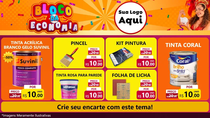 Modelo de TV para TV Horizontal com o tema Bloco da Economia para Tintas e Ferramentas