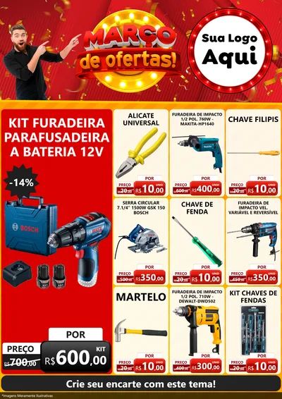 Modelo de Encarte para Encarte A4 Vertical com o tema Março de Ofertas! para Maquinas e Ferramentas