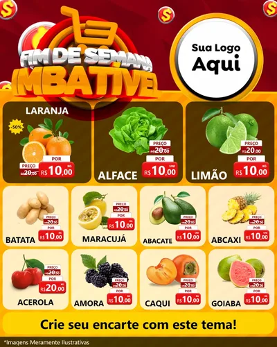 Modelo de Rede Social para Feed Instagram com o tema Fim de Semana Imbatível para Hortifrúti