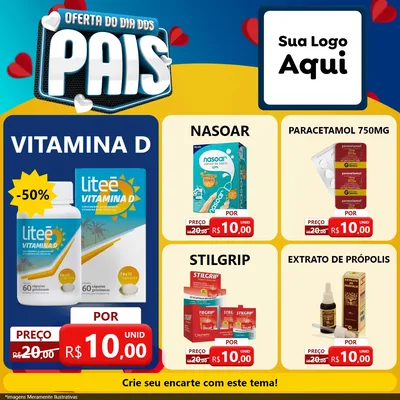 Modelo de Rede Social para Feed Facebook com o tema Oferta Do Dia Dos Pais para Farmácia