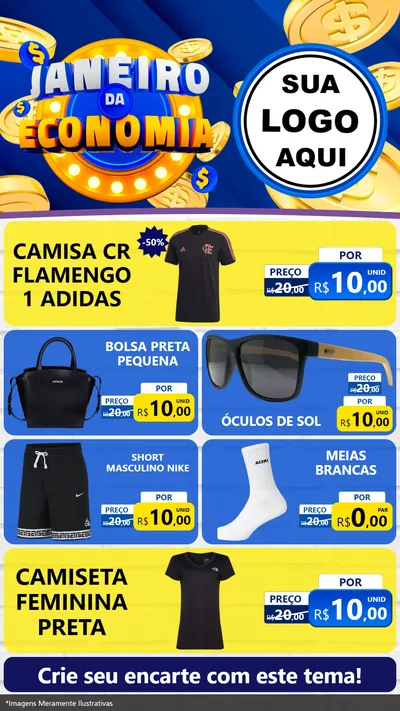 Modelo de TV para TV Vertical com o tema Janeiro da Economia para Roupas e acessórios