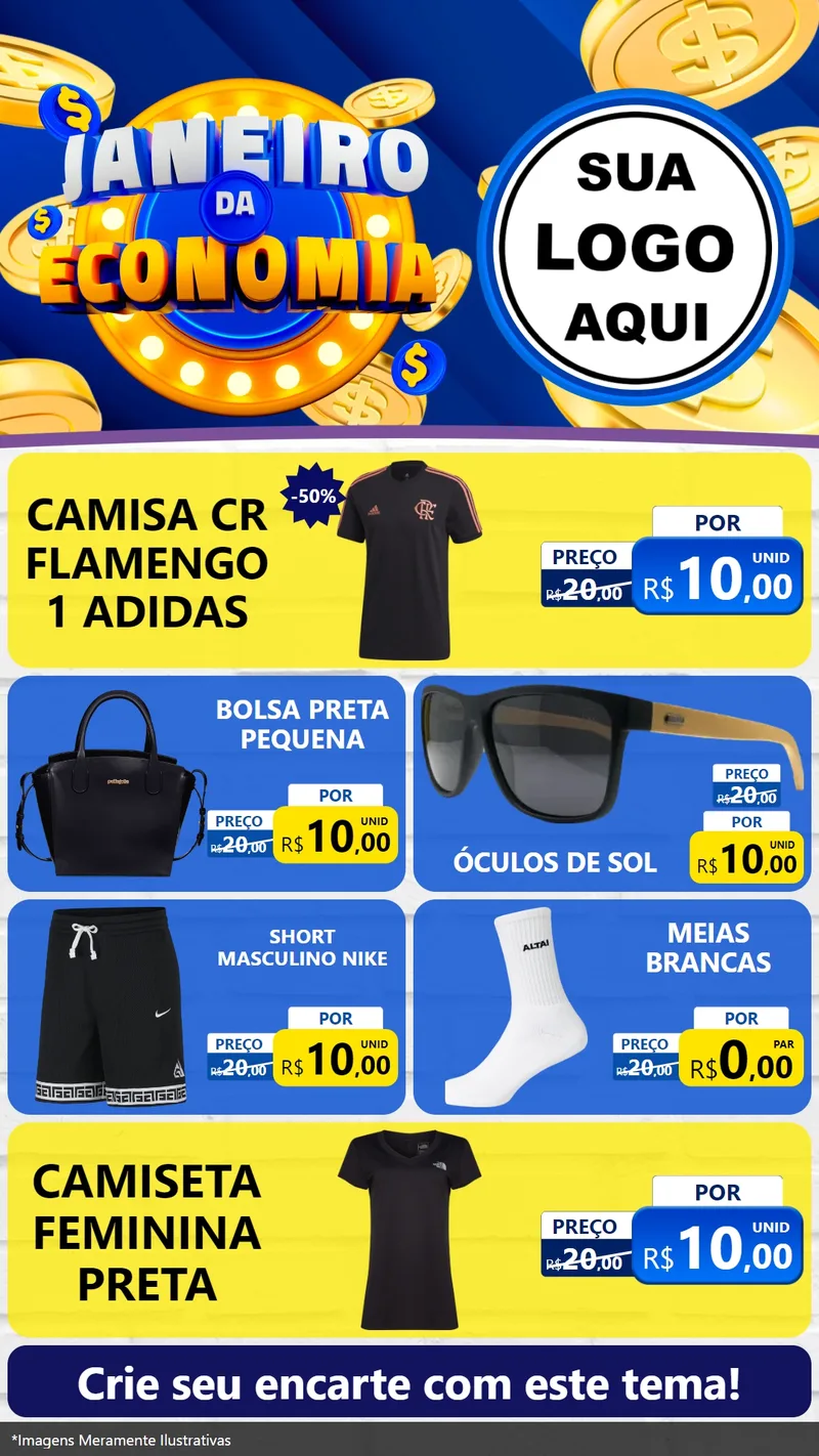 Modelo de TV para TV Vertical com o tema Janeiro da Economia para Roupas e acessórios