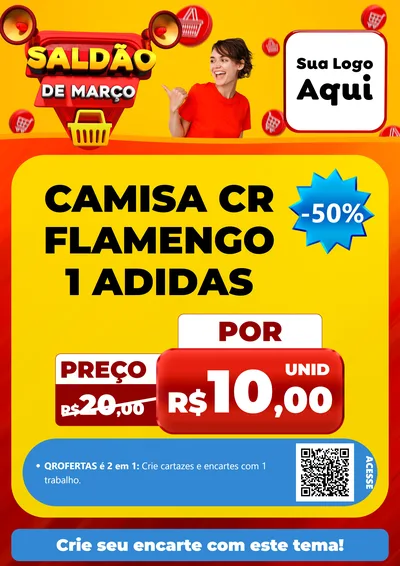 Modelo de Cartaz para Cartaz A4 Vertical com o tema Saldão de Março para Roupas e acessórios
