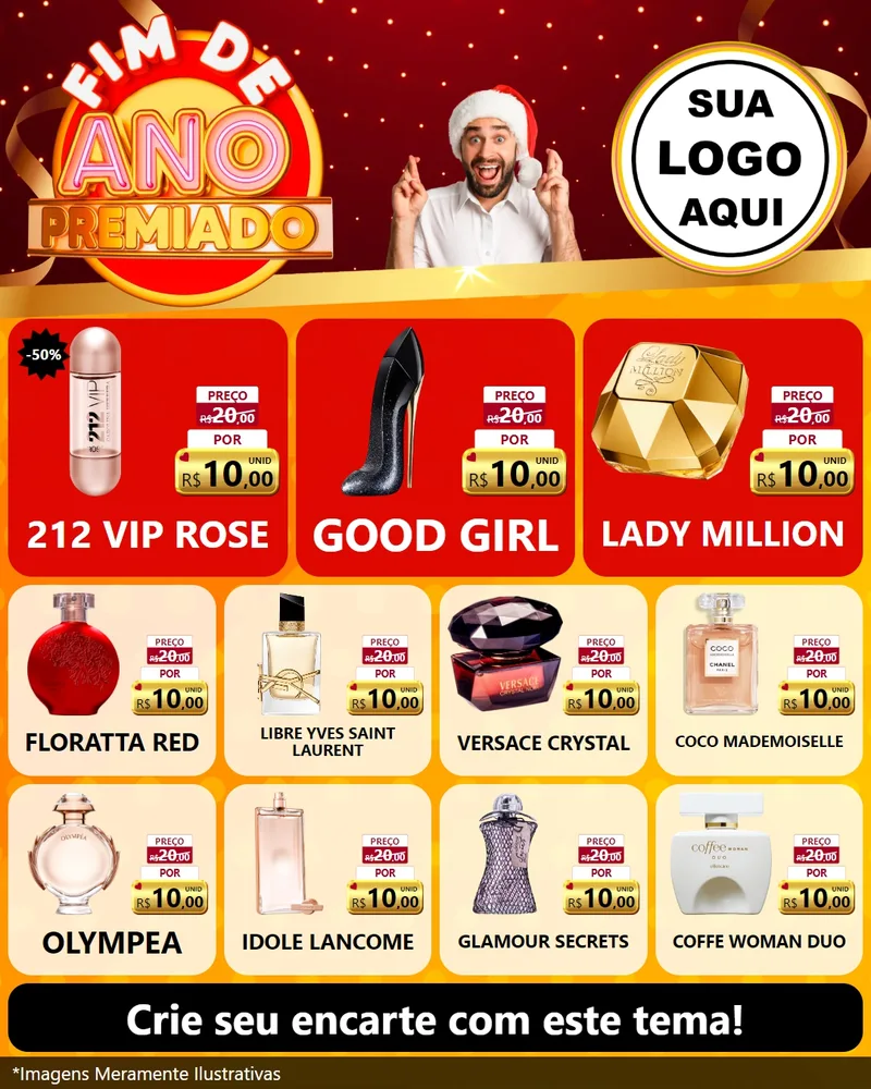Modelo de Rede Social para Feed Instagram com o tema Fim de Ano Premiado para Perfumes