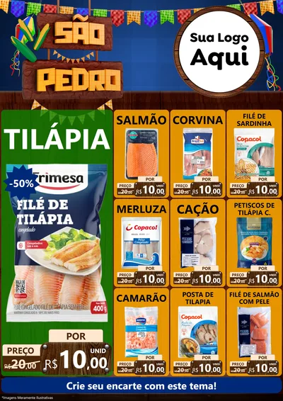 Modelo de Encarte para Encarte A4 Vertical com o tema São Pedro para Peixaria