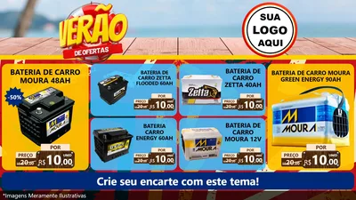 Modelo de TV para TV Horizontal com o tema Verão de Ofertas para Baterias Elétricas