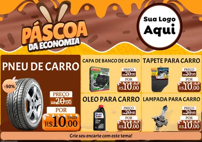 Modelo de Encarte para Encarte A4 Horizontal com o tema Páscoa da Economia para Auto peças
