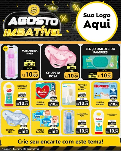 Modelo de Rede Social para Feed Instagram com o tema Agosto Imbatível para Bebês