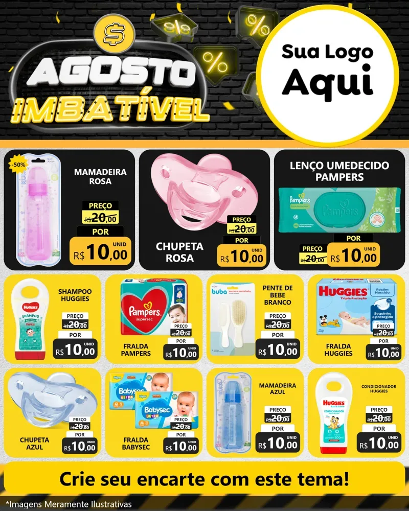 Modelo de Rede Social para Feed Instagram com o tema Agosto Imbatível para Bebês