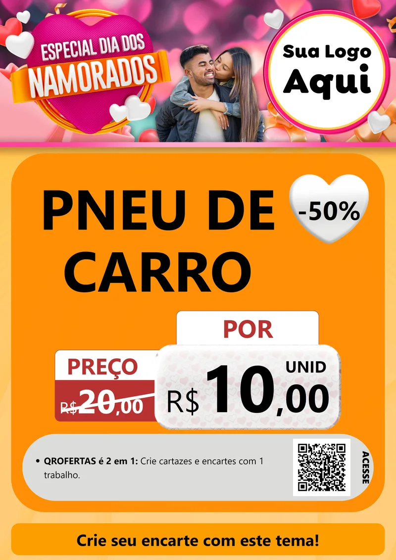 Modelo de Cartaz para Cartaz A4 Vertical com o tema Especial Dia dos Namorados para Auto peças