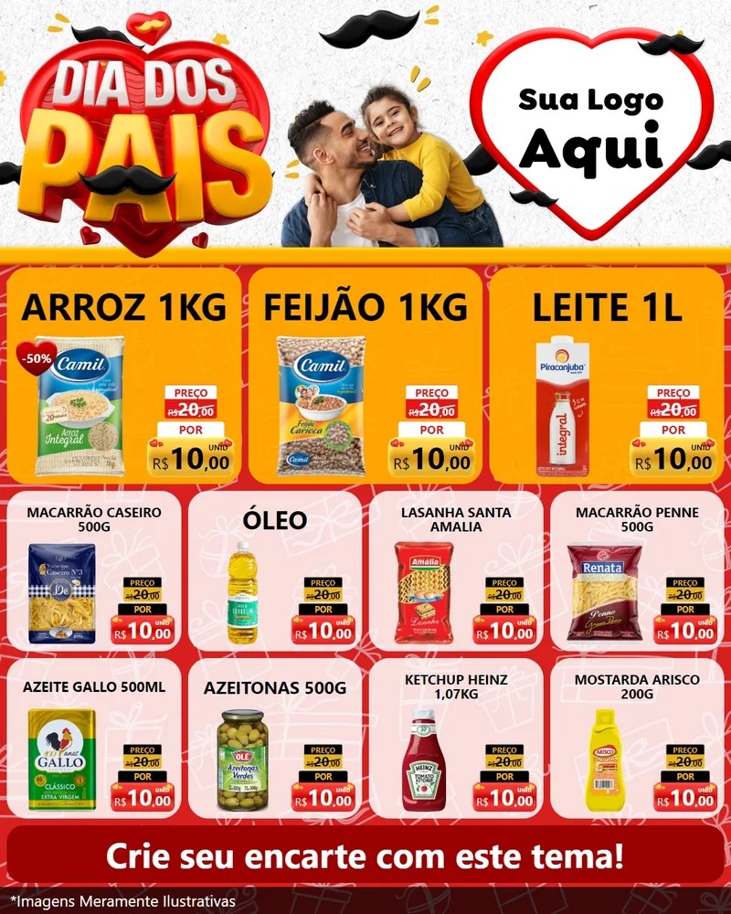 Modelo de Rede Social para Feed Instagram com o tema Dia dos Pais para Supermercado