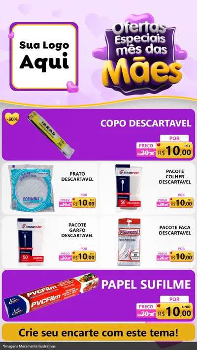 Modelo de TV para TV Vertical com o tema Ofertas Especiais - Mês das Mães para Embalagens