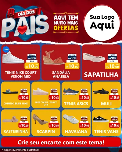 Modelo de Rede Social para Feed Instagram com o tema Dia dos Pais para Calçados