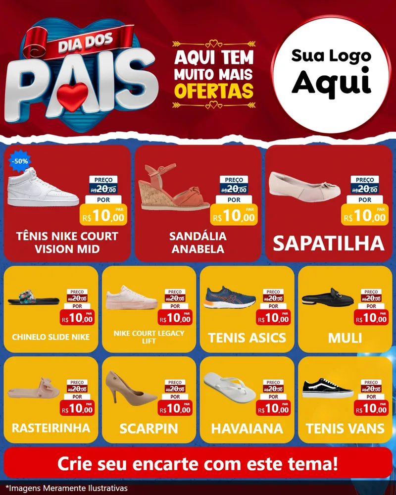 Modelo de Rede Social para Feed Instagram com o tema Dia dos Pais para Calçados