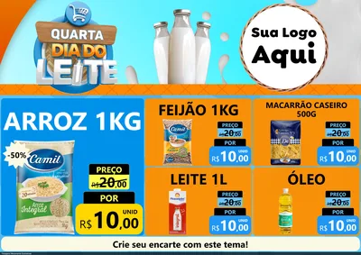 Modelo de Encarte para Encarte A4 Horizontal com o tema Quarta Dia do Leite para Supermercado