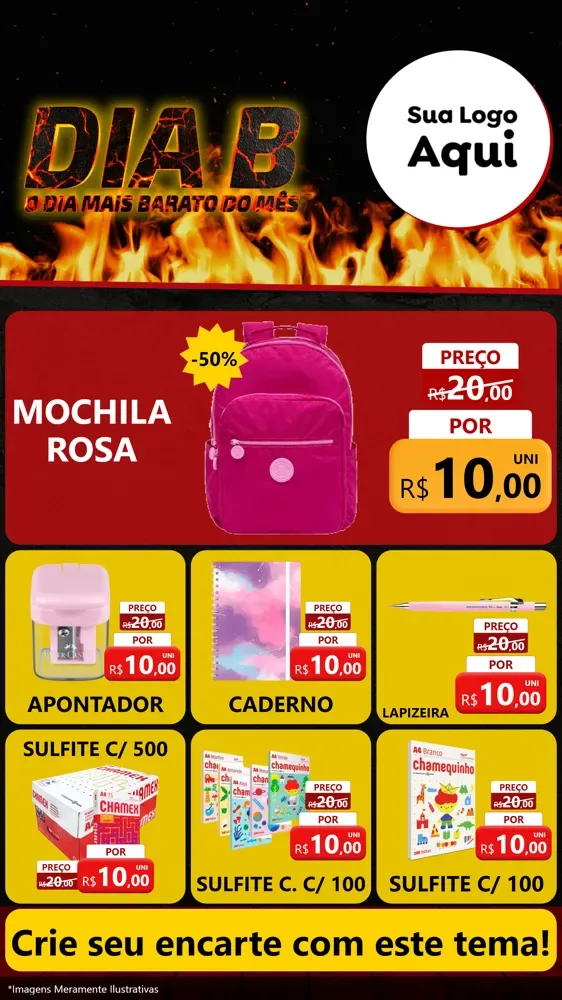 Modelo de Rede Social para Stories com o tema Dia B para Papelaria