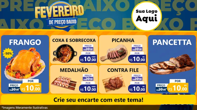 Modelo de TV para TV Horizontal com o tema Fevereiro de Preço Baixo para Assados