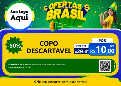 Modelo de Cartaz para Cartaz A4 Horizontal com o tema Ofertas Semana do Brasil para Embalagens