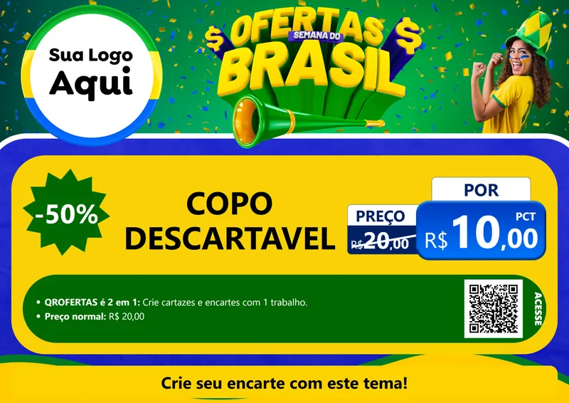Modelo de Cartaz para Cartaz A4 Horizontal com o tema Ofertas Semana do Brasil para Embalagens