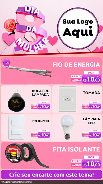 Modelo de TV para TV Vertical com o tema Dia da Mulher para Materiais Elétricos