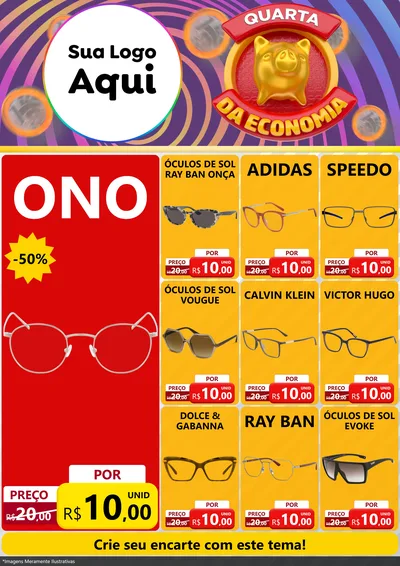 Modelo de Encarte para Encarte A4 Vertical com o tema Quarta da Economia para Óticas