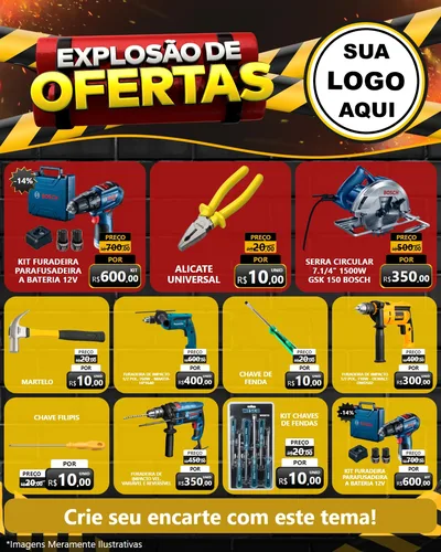 Modelo de Rede Social para Feed Instagram com o tema Explosão de Ofertas para Maquinas e Ferramentas