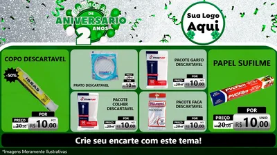 Modelo de TV para TV Horizontal com o tema Promoção de Aniversário - 2 Anos para Embalagens