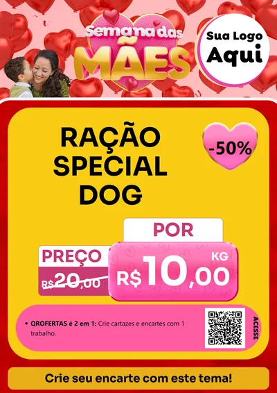 Modelo de Cartaz para Cartaz A4 Vertical com o tema Semana Das Mães para Pet Shop