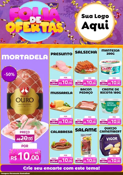 Modelo de Encarte para Encarte A4 Vertical com o tema Folia de Ofertas para Frios e Laticínios