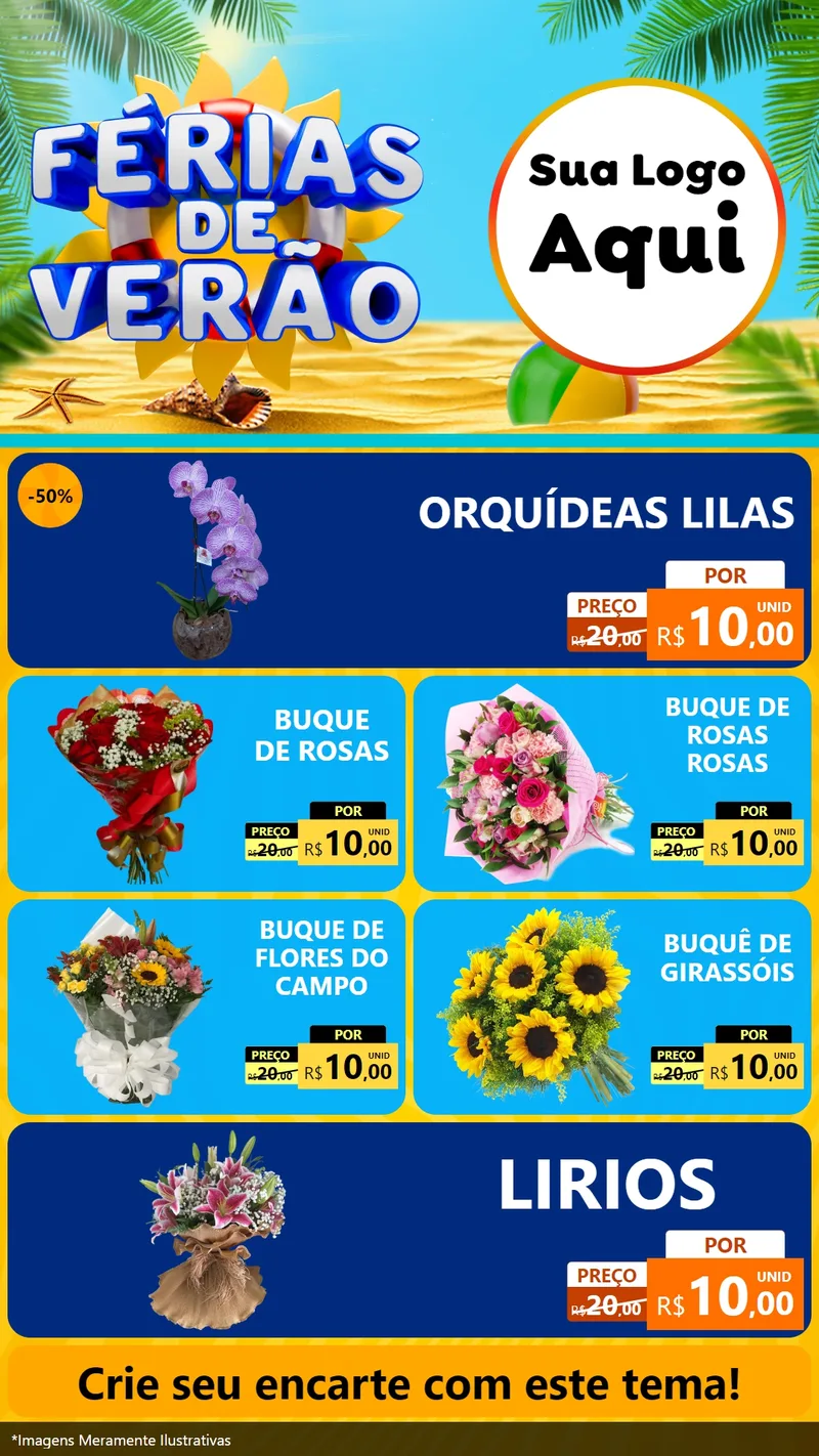 Modelo de TV para TV Vertical com o tema Férias de Verão para Floricultura e jardim