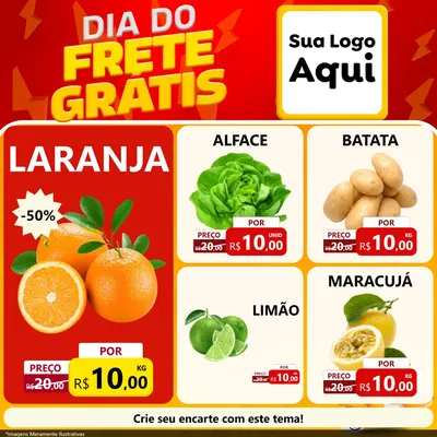 Modelo de Rede Social para Feed Facebook com o tema Dia do Frete Grátis para Hortifrúti