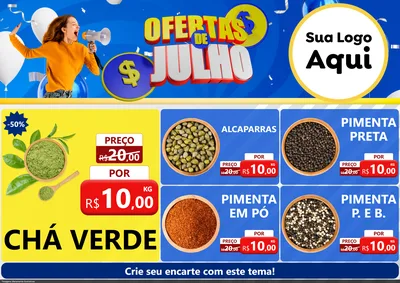 Modelo de Encarte para Encarte A4 Horizontal com o tema Ofertas de Julho para Produtos Naturais
