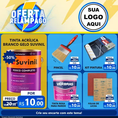 Modelo de Rede Social para Feed Facebook com o tema Oferta Relâmpago para Tintas e Ferramentas