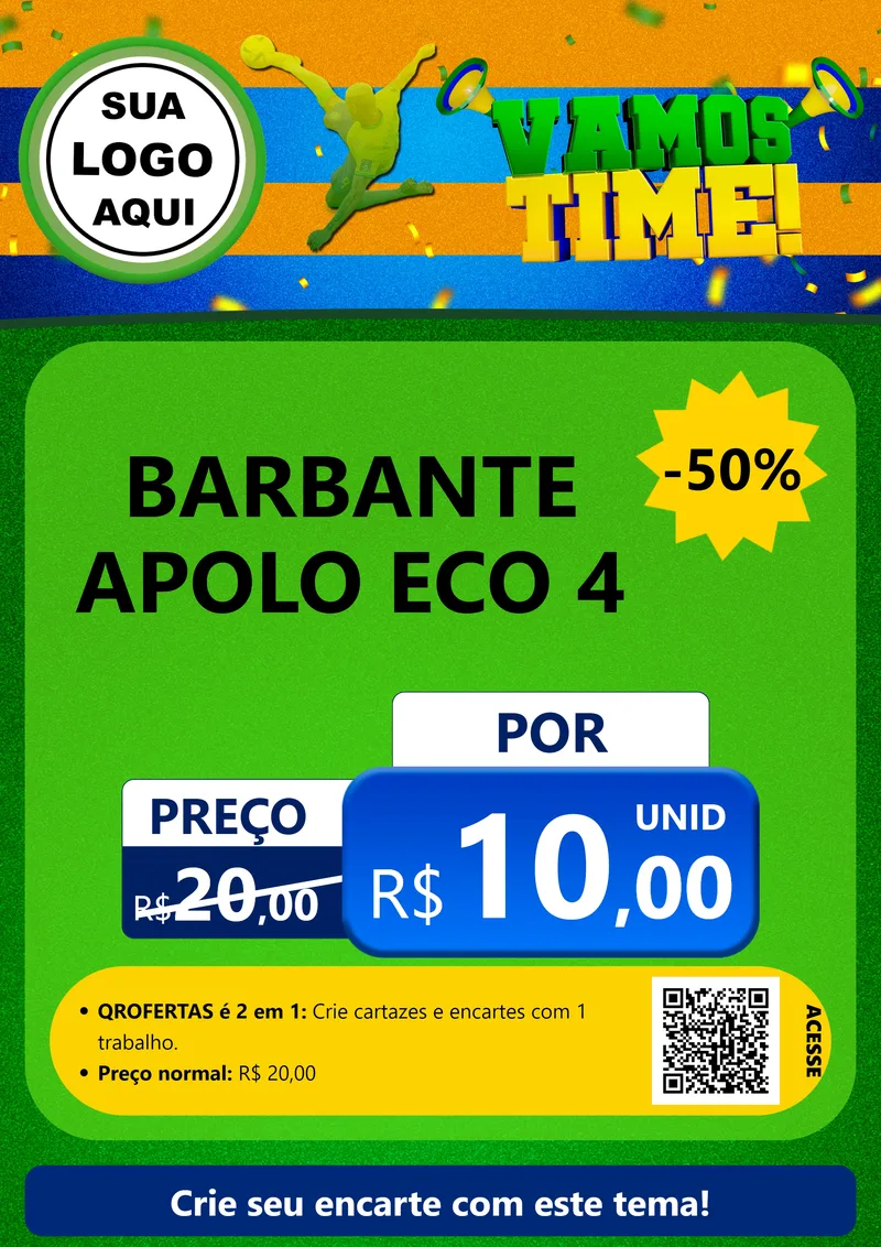 Modelo de Cartaz para Cartaz A4 Vertical com o tema Vamos Time! para Armarinho e Aviamentos