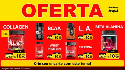 Modelo de TV para TV Horizontal com o tema OFERTA - Vermelho Cartaz para Suplementos alimentares
